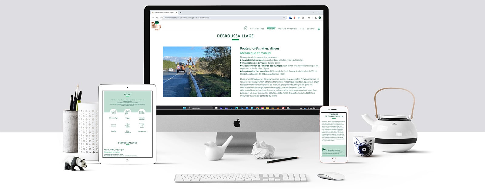 Notre agence a réalisé le site internet Philip Frères en responsive : ordinateur, tablette, et smartphone