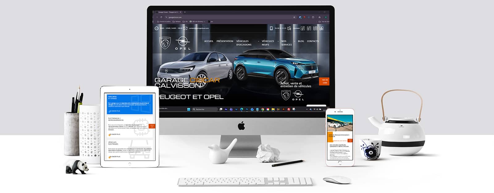 Réalisation d'un site internet pour le Garage Ciscar, Peugeot et Opel, à Calvisson sur smartphone, tablette et ordinateur
